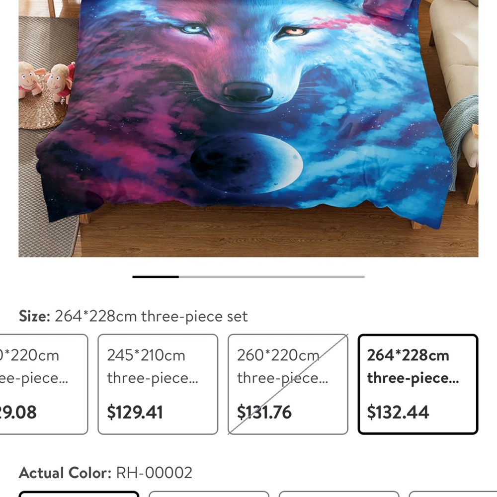 Celestial Wolf Duvet with 2 pillow shams - king size